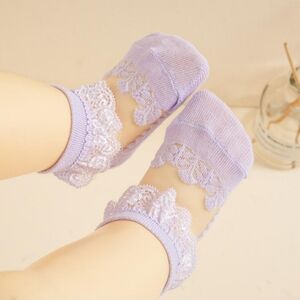 Baby Girl Lace Purple Ruffle Ankle Socks Kids Photo Prop Accessory 0-12M
